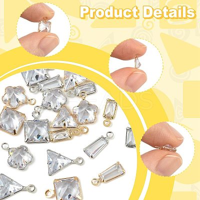 20Pcs 10 Styles Brass Pave Clear Cubic Zirconia Charms ZIRC-FS0001-03-1