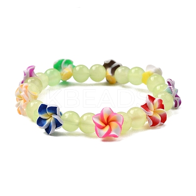 Baking Paint Imitation Jade Glass Round Beaded Stretch Bracelets BJEW-JB12060-1