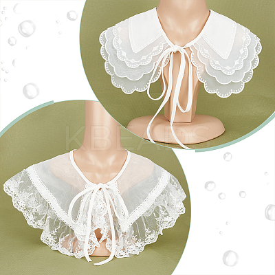 2Pcs 2 Style Detachable Polyester & Nylon Lady's False Collars AJEW-GA0005-95-1