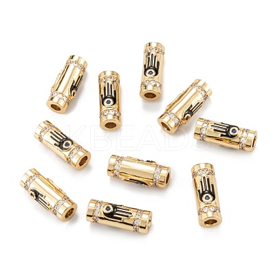 Real 18K Gold Plated Brass Micro Pave Clear Cubic Zirconia Tube Beads ZIRC-A020-26G-1