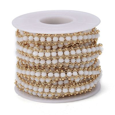 Brass Handmade Faceted Glass Beaded Chains CHC-F012-04B-1