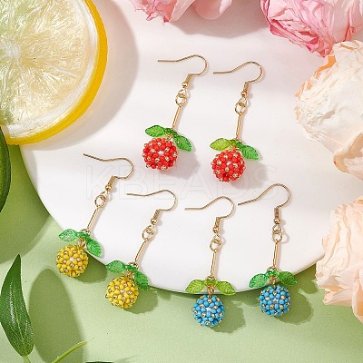 Handmade Glass Seed Beads Dangle Earrings EJEW-MZ00245-1