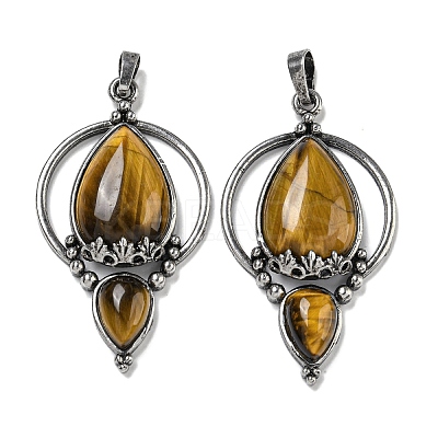 Natural Tiger Eye Pendants G-F766-04AS-01-1