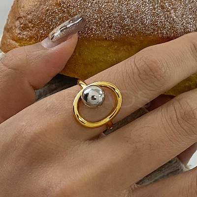 304 Stainless Steel Cuff Open Rings for Women RJEW-V014-02GP-1