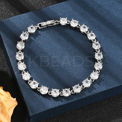 Brass Micro Pave Clear Cubic Zirconia Bracelets BJEW-D333-01P-1