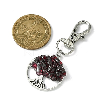 Flat Round with Tree of Life Tibetan Style Alloy Pendant Decorations HJEW-JM01743-02-1