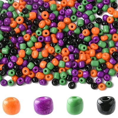 100G 4 Colors Halloween Baking Paint K9 Glass Seed Beads SEED-FS0001-42-1