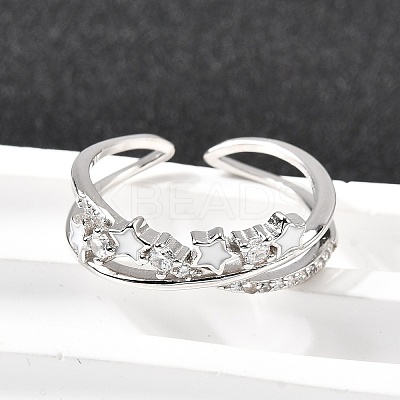 Star 925 Sterling Silver Cubic Zirconia Rings for Women RJEW-S631-01P-1
