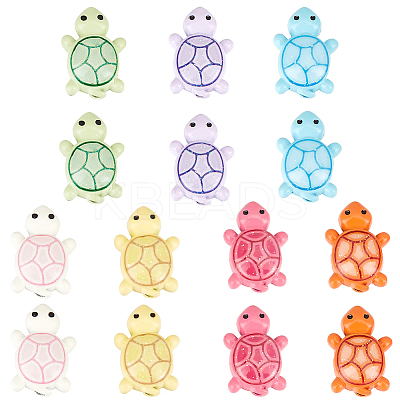 14Pcs 7 Colors Spray Painted Alloy Beads with Glitter Sheet FIND-SC0013-91-1