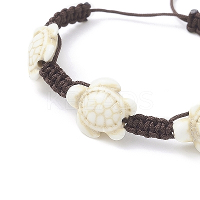 3Pcs 3 Color Dyed Synthetic Turquoise Turtle Braided Bead Bracelets Set for Kids BJEW-JB09407-1