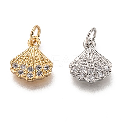 Brass Micro Pave Clear Cubic Zirconia Charms ZIRC-C020-49-1