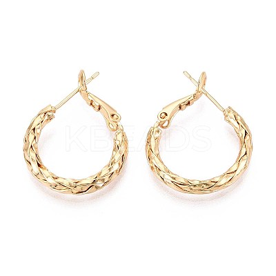 Woven Brass Hoop Earrings EJEW-T047-98G-1