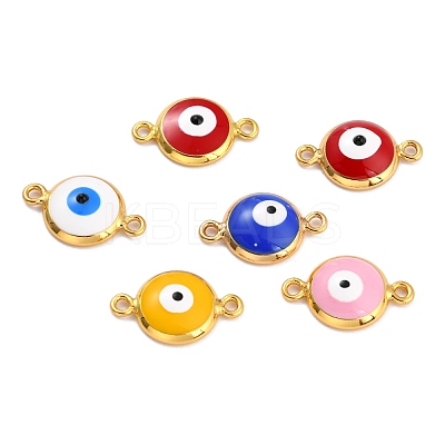 Golden Plated Brass Enamel Links Connectors KK-P197-01A-G-1