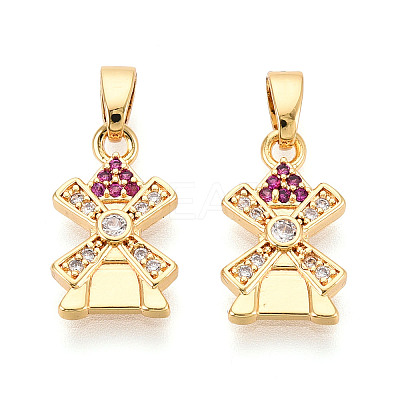 Brass Micro Pave Cubic Zirconia Pendants KK-N257-69G-1