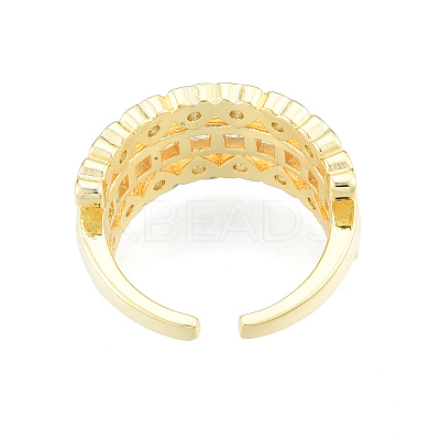 Cubic Zirconia Heart Open Cuff Ring RJEW-N035-137A-1