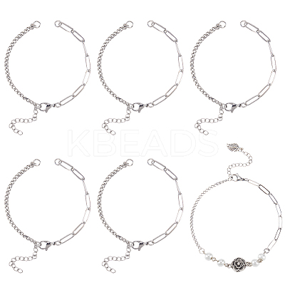 16Pcs Brass Curb & Paperclip Chains Bracelet Making MAK-SC0001-39-1