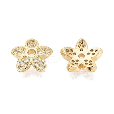 Brass Micro Pave Clear Cubic Zirconia Bead Caps KK-Q071-05G-02-1