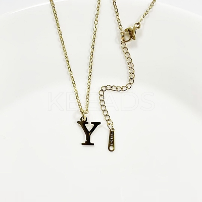 304 Stainless Steel Letter Pendant Necklaces NJEW-WH0027-26Y-G-1