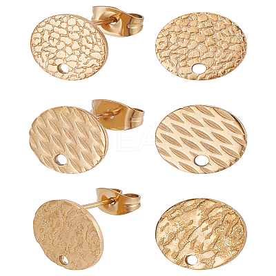6Pcs 3 Styles Ion Plating(IP) 304 Stainless Steel Ear Stud Findings STAS-LP0001-50-1