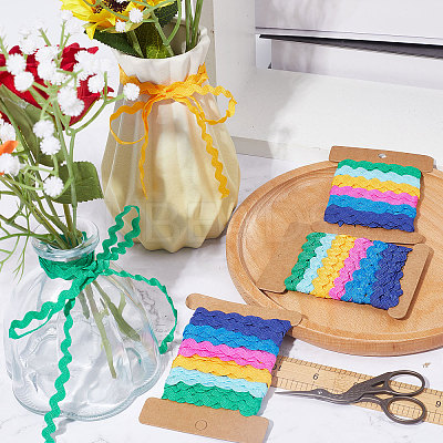 6 Yards 6 Colors Polyester Wavy Fringe Trim Ribbon OCOR-WH0080-44A-1