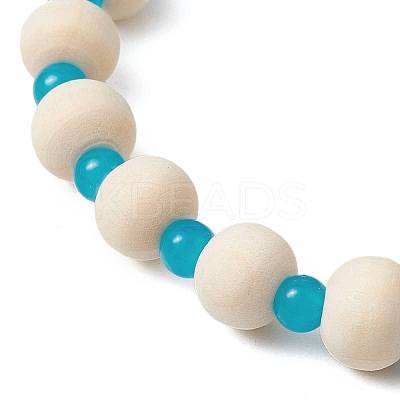 Synthetic Turquoise & Wood & Glass Beaded Stretch Bracelets for Boys Girls BJEW-JB11125-01-1