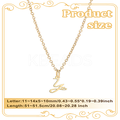 1pc 304 Stainless Steel Letter Pendant Necklaces NJEW-LP0001-39Y-G-1