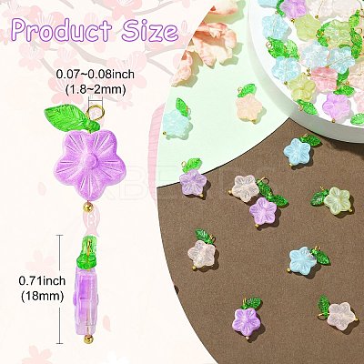 60Pcs 6 Colors Glass Pendants PALLOY-CJ00062-1