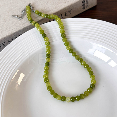 Dyed Round Natural Agate Beaded Necklaces NJEW-H012-51B-1