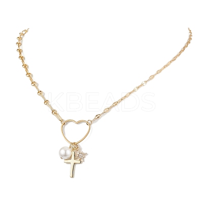 Brass with Stainless Steel Pendants Necklaces NJEW-JN04873-1