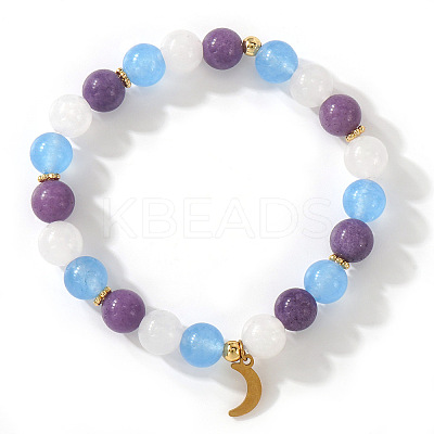 European Style Stainless Steel & Gemstone Stretch Bracelets SF6805-1
