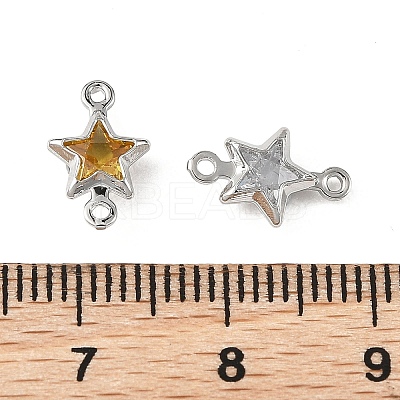 SHEGRACE Brass Pave Cubic Zirconia Star Connector Charms XGRQ2O036-441P-1