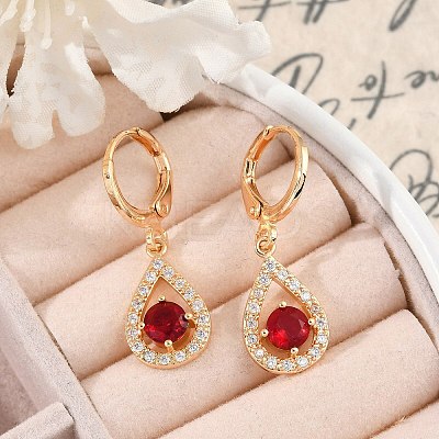 Brass Micro Pave Cubic Zirconia Leverback Earrings EJEW-K300-04G-1