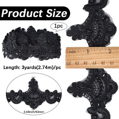 3 Yards Polyester Flower Lace Ribbon OCOR-WH20001-20A-1