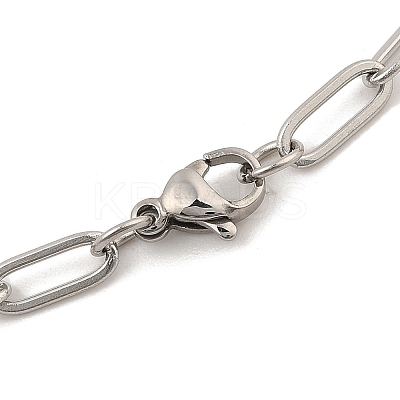 304 Stainless Steel Paperclip Chain Necklace for Women NJEW-C011-03P-02-1