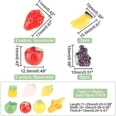 55Pcs 11 Styles Opaque Resin Decoden Cabochons CRES-NB0001-34-1