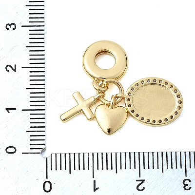 Brass Micro Pave Clear Cubic Zirconia European Dangle Charms KK-Z150-10G-1