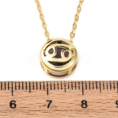 Brass Pave Cubic Zirconia Birth Stone Constellation Pendant Cable Chain Necklaces NJEW-D334-01G-12-1