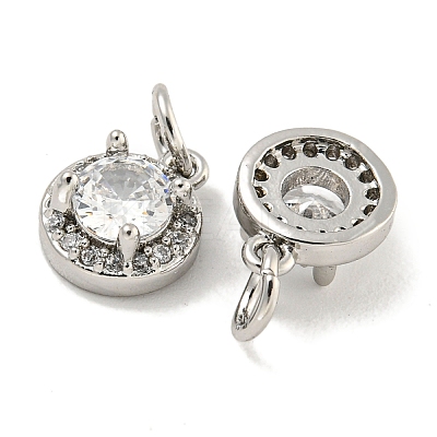 Brass Micro Pave Clear Cubic Zirconia Pendants KK-P275-30P-1
