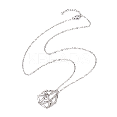 Crystal Stone Cage Pendant Necklaces NJEW-JN04756-02-1