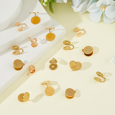 16Pcs 4 Styles Brass & 304 Stainless Steel Cuff Earrings EJEW-HS0001-18G-1