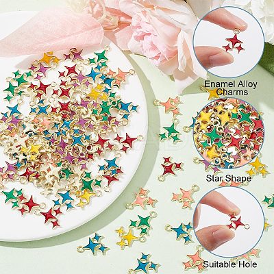 120Pcs 6 Colors Alloy Enamel Pendants ENAM-AR0001-45-1