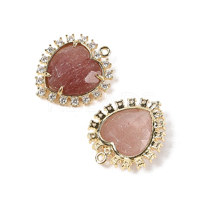 Natural Strawberry Quartz Faceted Heart Pendants G-I382-03G-06-1