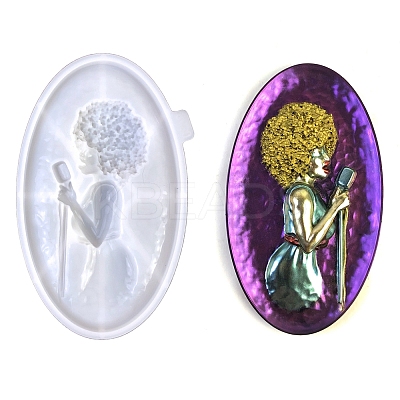 Jazz Women Singer Shape Display Decoration DIY Silicone Statue Mold DIY-K072-04-1
