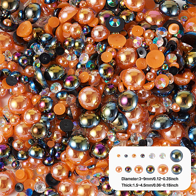 Half Round ABS Plastic Cabochons FIND-TAC0038-08B-1