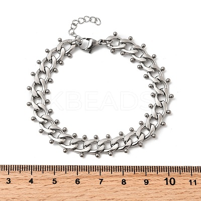 Punk Style 304 Stainless Steel Curn Chain Bracelets for Women BJEW-A044-01P-1