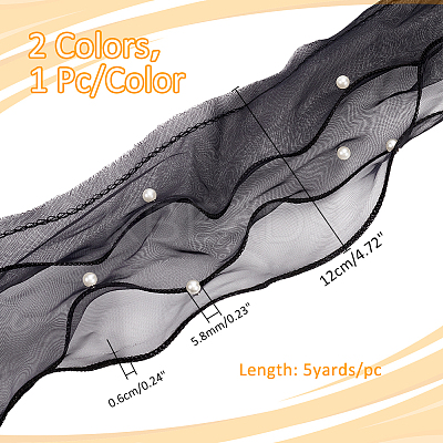 2Pcs 2 Colors Three Layer Organza Lace Trim Fabric DIY-PH0021-43-1