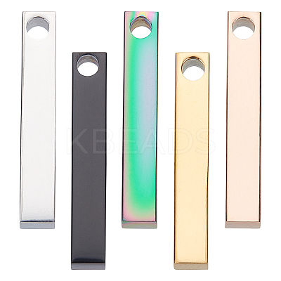 5Pcs 5 Colors PVD Vacuum Plating 304 Stainless Steel Pendants STAS-SC0002-15-1