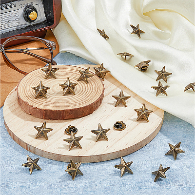 24Pcs Alloy Star Lapel Pin Brooches JEWB-FH0001-37AB-1