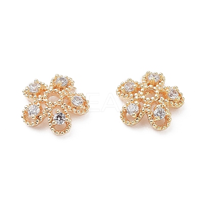 Brass with Clear Cubic Zirconia Bead Caps KK-A183-83G-1