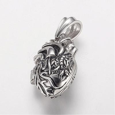 304 Stainless Steel Locket Pendants STAS-P137-19AS-1